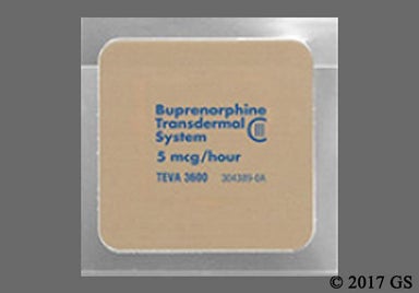 Beige Rectangular Buprenorphine Transdermal System 5 mcg/hour - Buprenorphine 5mcg/hr Transdermal Patch