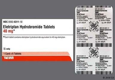 Orange Round 8311 And 93 - Eletriptan Hydrobromide 40mg Tablet