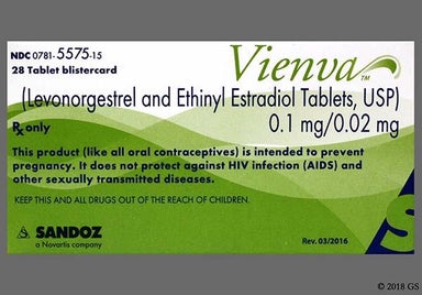 Peach Round SZ - Vienva 28-Day 0.1mg-0.02mg Tablet