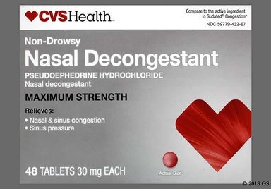 Red Round L432 - CVS Nasal Decongestant Maximum Strength 30mg Tablet