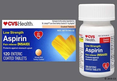 Pink Round L - CVS Aspirin Low Strength 81mg Enteric Coated Tablet