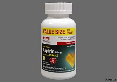 Yellow Round L - CVS Aspirin Low Dose 81mg Enteric Coated Tablet