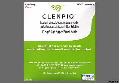 Yellow Not applicable - CLENPIQ 10mg-3.5g-12g/160mL Solution
