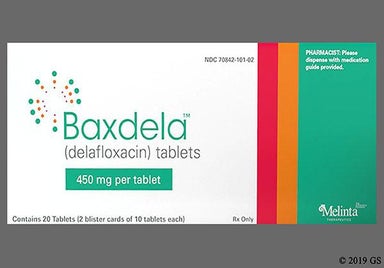 Beige Oblong RX3341 - Baxdela 450mg Tablet