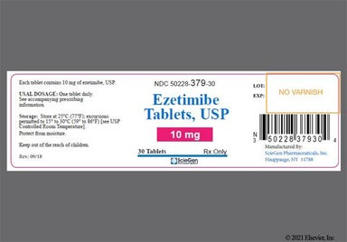 White Oblong Sg And 379 - Ezetimibe 10mg Tablet