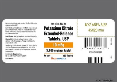 Yellow Oblong Kc 10 - Potassium Citrate 10mEq Extended-Release Tablet