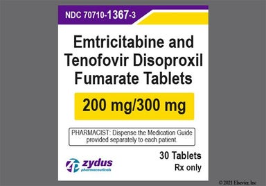 White Oblong 1367 - Emtricitabine/Tenofovir Disoproxil Fumarate 200mg-300mg Tablet