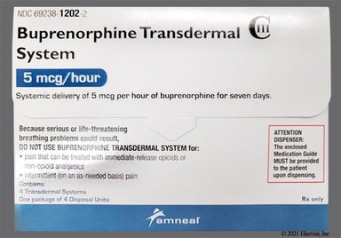 Beige Square Buprenorphine Ciii Transdermal System 5 Mcg/Hr - Buprenorphine 5mcg/hr Transdermal System Patch