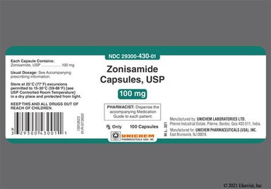 White And Red U 430 - Zonisamide 100mg Capsule