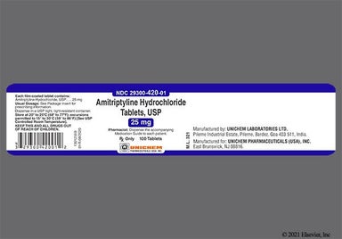 Yellow Round U And 420 - Amitriptyline Hydrochloride 25mg Tablet