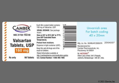 Brown Oval H And 184 - Valsartan 160mg Tablet