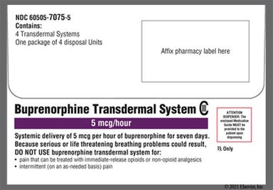 tan square - Buprenorphine 5mcg/hr Transdermal System Patch