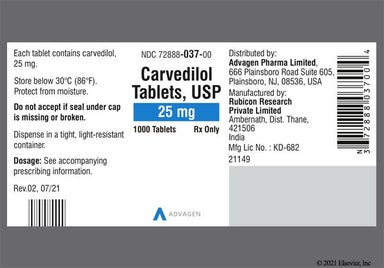 White Oval Logo59 - Carvedilol 25mg Tablet