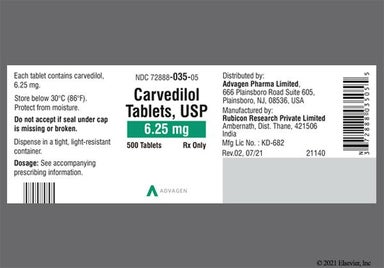 White Oval Logo56 - Carvedilol 6.25mg Tablet