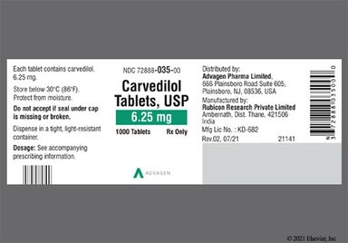 White Oval Logo56 - Carvedilol 6.25mg Tablet