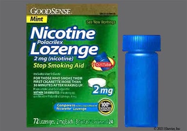 White Round L344 - GoodSense Nicotine Polacrilex 2mg Lozenge (Mint)