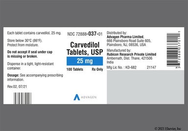 White Oval Logo59 - Carvedilol 25mg Tablet