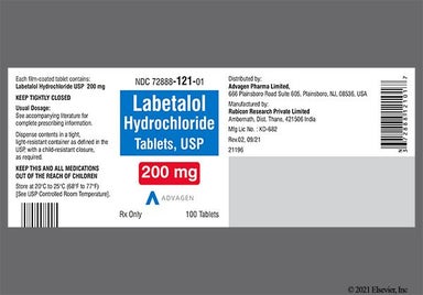 White Round 20 And R - Labetalol Hydrochloride 200mg Tablet