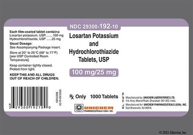 Yellow Oval 192 And U - Losartan Potassium/Hydrochlorothiazide 100mg-25mg Tablet