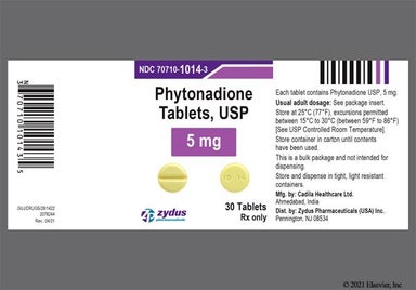 Yellow Round 10 14 - Phytonadione 5mg Tablet