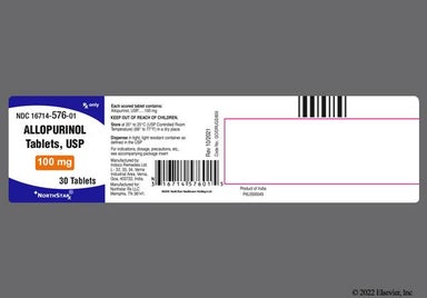 White Round I 135 - Allopurinol 100mg Tablet
