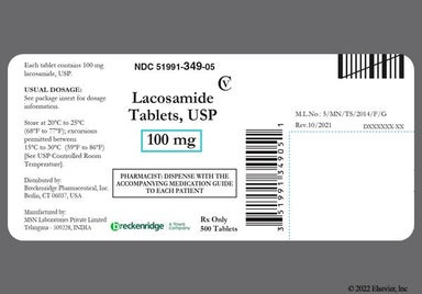 Yellow Oval 12 - Lacosamide 100mg Tablet