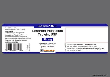 Green Oval 145 And U - Losartan Potassium 50mg Tablet