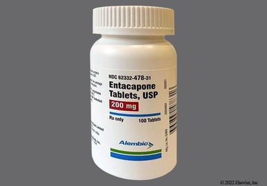 Orange-Brown Oval L 633 - Entacapone 200mg Tablet