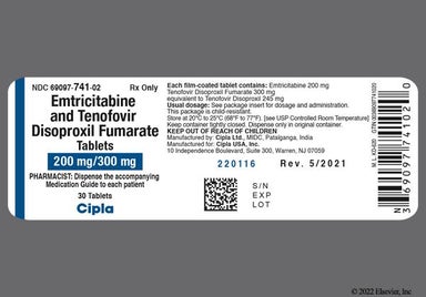 White Oblong C741 - Emtricitabine/Tenofovir Disoproxil Fumarate 200mg-300mg Tablet
