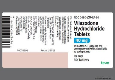 Blue Oval Tv And V72 - Vilazodone Hydrochloride 40mg Tablet
