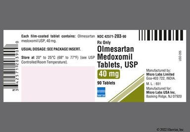 White Oval 95 - Olmesartan Medoxomil 40mg Tablet