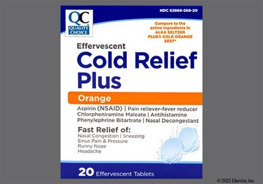 Orange Round Cf - Quality Choice Cold Relief Plus 325mg-2mg-7.8mg Effervescent Tablet (Orange)