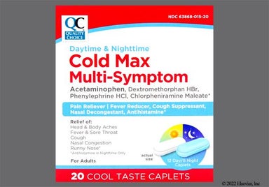 Blue Oblong AAA 1139 - Quality Choice Cold Max Multi-Symptom Day/Night Cool Taste Caplet