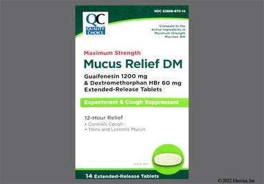 Yellow Oval An039 - Quality Choice Mucus Relief DM Maximum Strength 60mg-1200mg Extended-Release Tablet