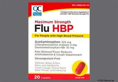 Red Oblong 44 738 - Quality Choice Flu HBP Maximum Strength 325mg-2mg-10mg Caplet