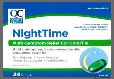 Green P30 - Quality Choice NightTime Cold & Flu Multi-Symptom Relief 325mg-15mg-6.25mg Softgel