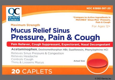 Red Oblong Aaa 1165 - Quality Choice Mucus Relief Sinus Pressure, Pain & Cough Maximum Strength Caplet