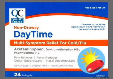 Orange Capsule PC9 - Quality Choice DayTime Cold & Flu Multi-Symptom 325mg-10mg-5mg Softgel
