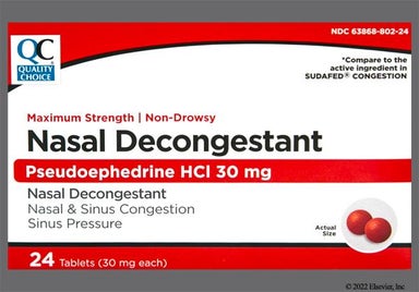 Red Round 44 112 - Quality Choice Nasal Decongestant Maximum Strength 30mg Tablet