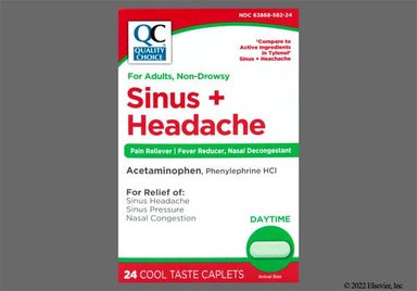 Green Oblong Aaa 1123 - Quality Choice Daytime Sinus + Headache 325mg-5mg Cool Taste Caplet