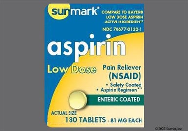 Yellow Round 81 - Sunmark Low Dose Aspirin 81mg Tablet