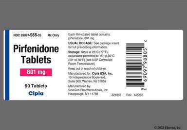 Brown Oval 443 - Pirfenidone 801mg Tablet