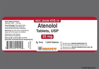 White Oblong U And 22 - Atenolol 25mg Tablet