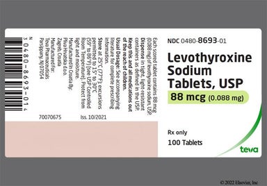 Green Oblong T V - Levothyroxine Sodium 88mcg Tablet