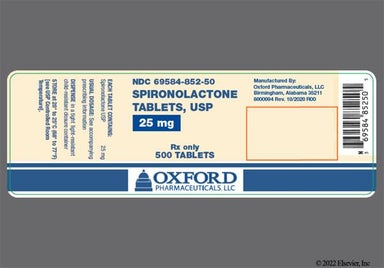 White Round 852 - Spironolactone 25mg Tablet