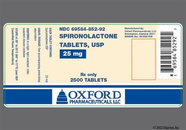 White Round 852 - Spironolactone 25mg Tablet