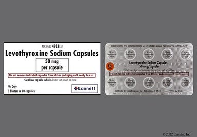 Amber Round G - Levothyroxine Sodium 50mcg Capsule