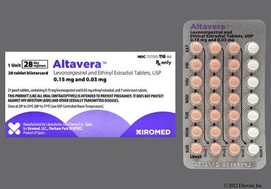 White Round Sz And J1 - Altavera 28-Day 0.15mg-0.03mg Tablet