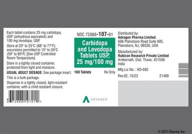 Yellow Round Logo 47 - Carbidopa/Levodopa 25mg-100mg Tablet