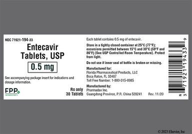 White Round P And 57 - Entecavir 0.5mg Tablet